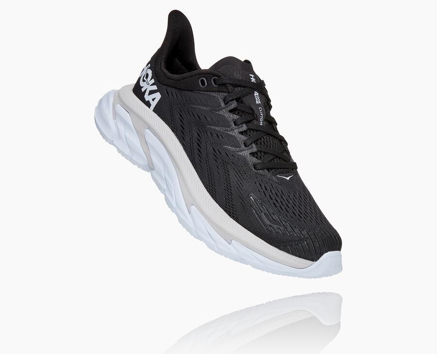 Hoka One One Clifton Edge - Women's Running Shoes - Black/White - UK 064XCZPOI